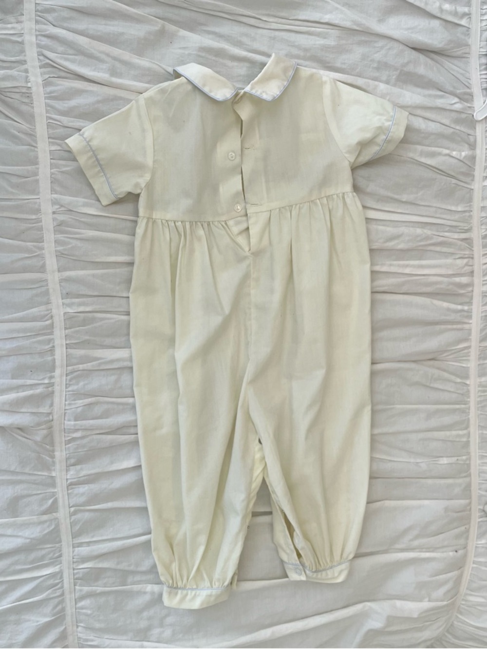 Yellow Smocked Romper with Blue & Yellow Train - Picture 2 of 2